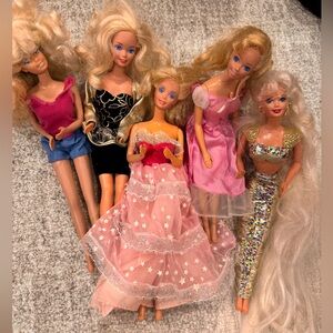 Mattel Glamorous Vintage Barbie Doll Collection with Pink and Gold Attire